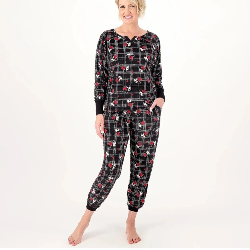 Disney Supersoft Velvet Top & Jogger Pant Pajama Set Black/Minnie S